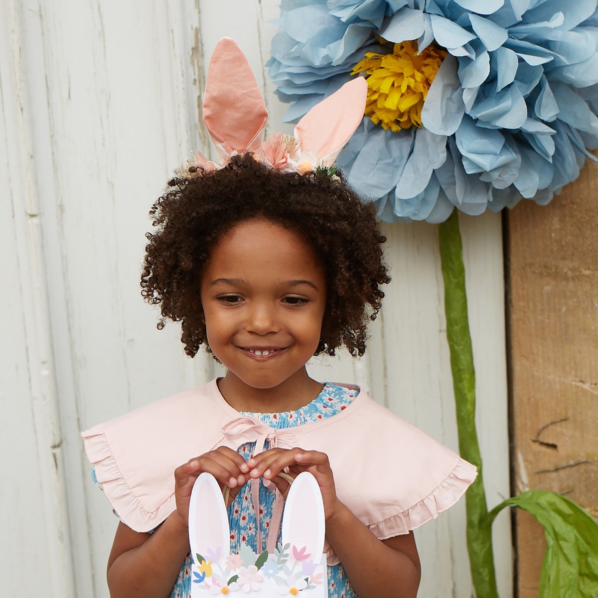 Gingham Flower Bunny Headband