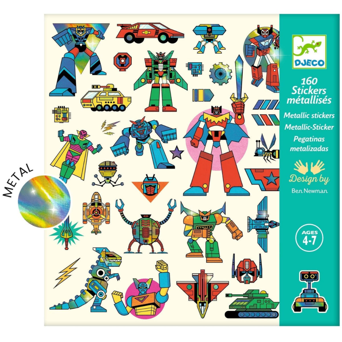 Djeco 160 Stickers, Robots