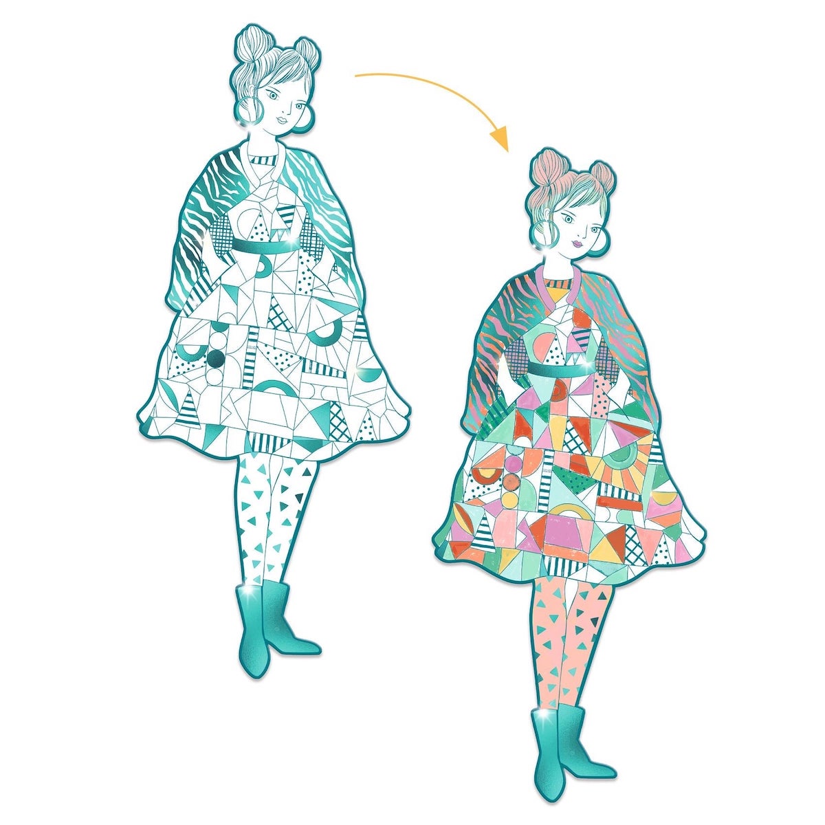 Djeco Demoiselle Coloring Paper Dolls