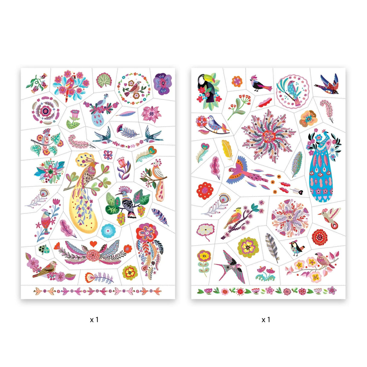 Djeco Temporary Tattoos, Bright Birds