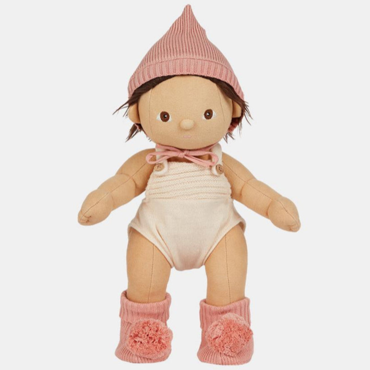 Olli Ella Dinkum Doll Knit Bonnet and Bottles set, Bloom