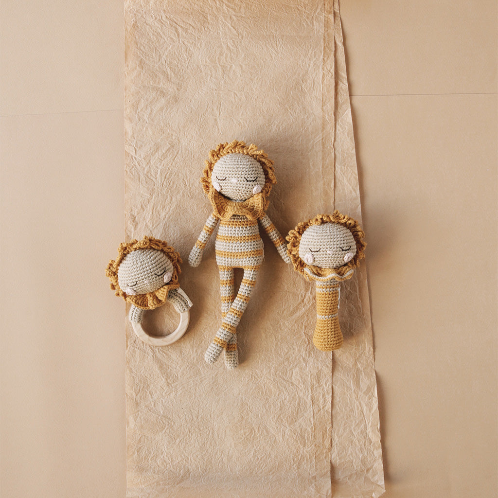 Patti Oslo Organic Crochet Doll, Lenni Lion, Ochre