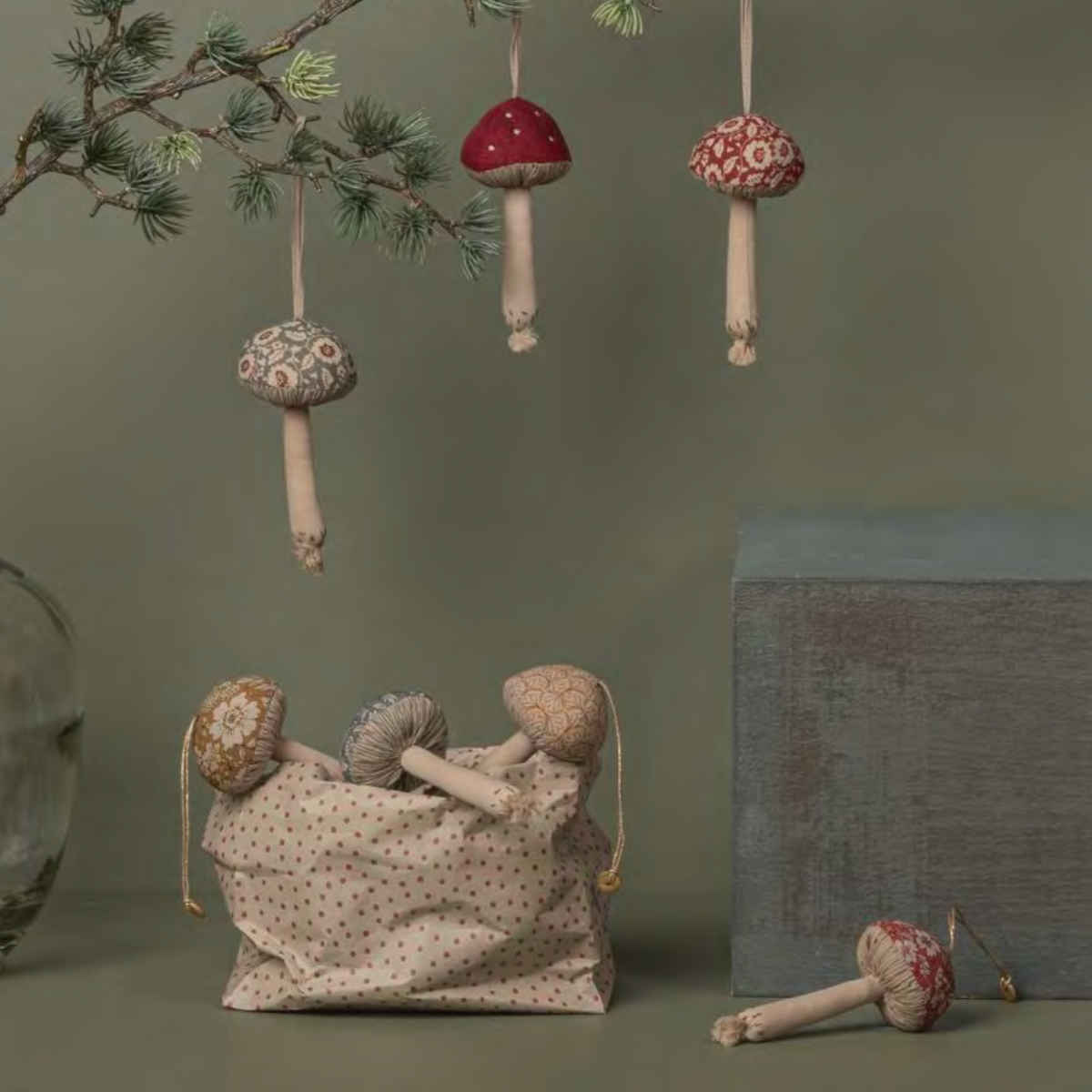 Maileg Holiday Fabric Ornaments, Mushroom