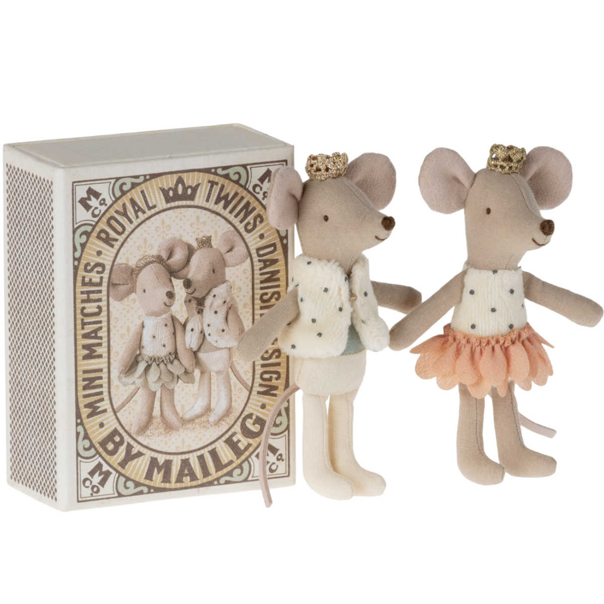 Maileg Royal Twin Little Sister and Brother Mouse in Box