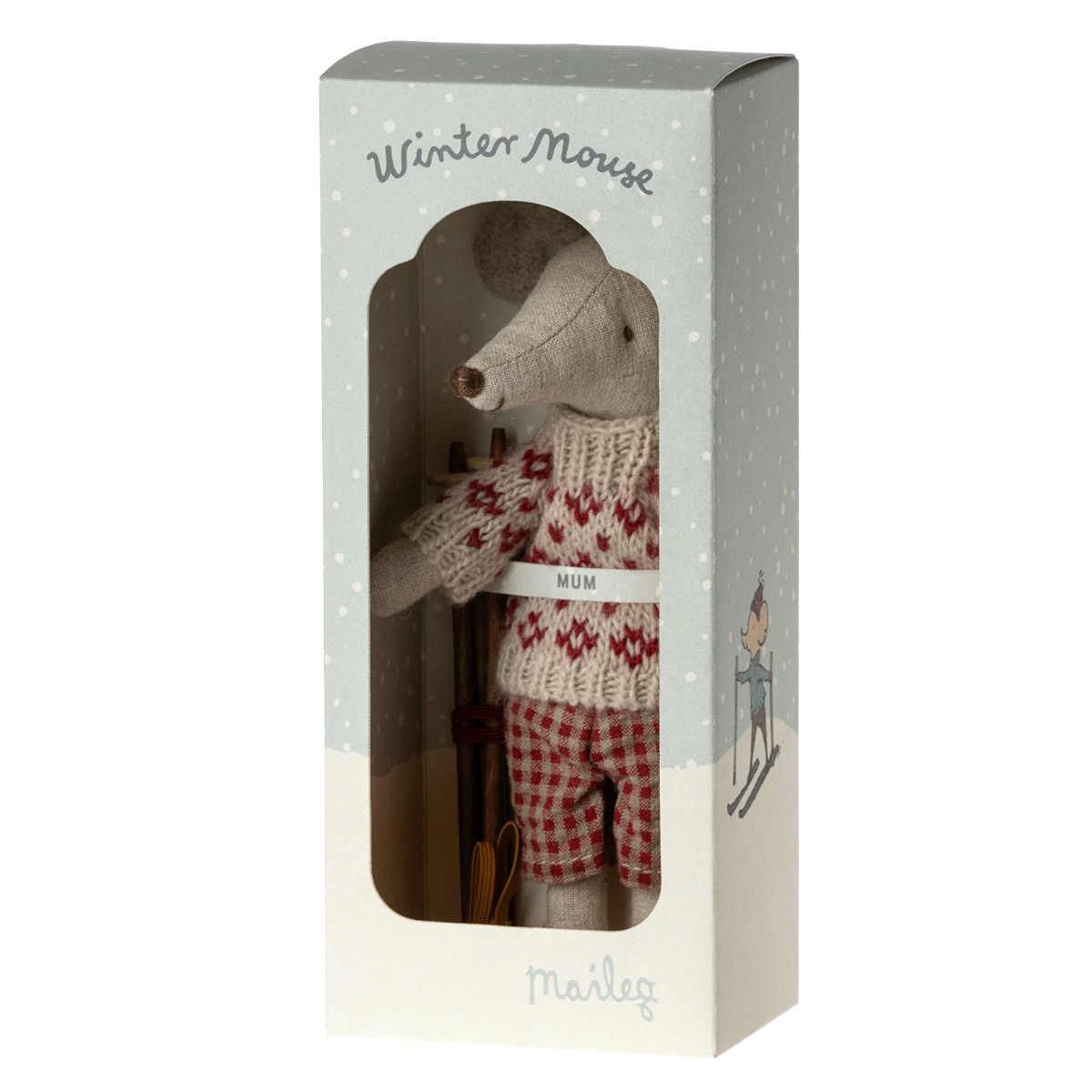 Maileg Winter Ski Mouse with a FREE Suitcase, Mom