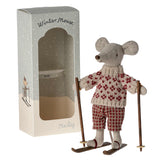 Maileg Winter Ski Mouse with a FREE Suitcase, Mom