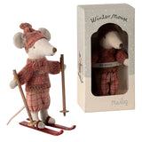 Maileg Winter Mouse with Ski Set, Big Brother/Sister, NEW