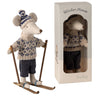 Maileg Winter Mouse with Ski Set, Mom/Dad, NEW