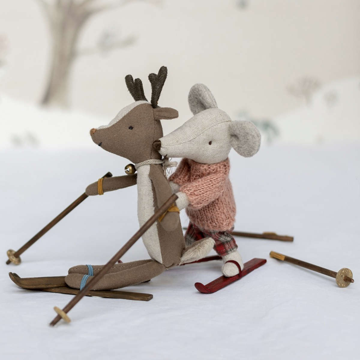 Maileg Winter Ski Mouse with a FREE Suitcase, Big Sister