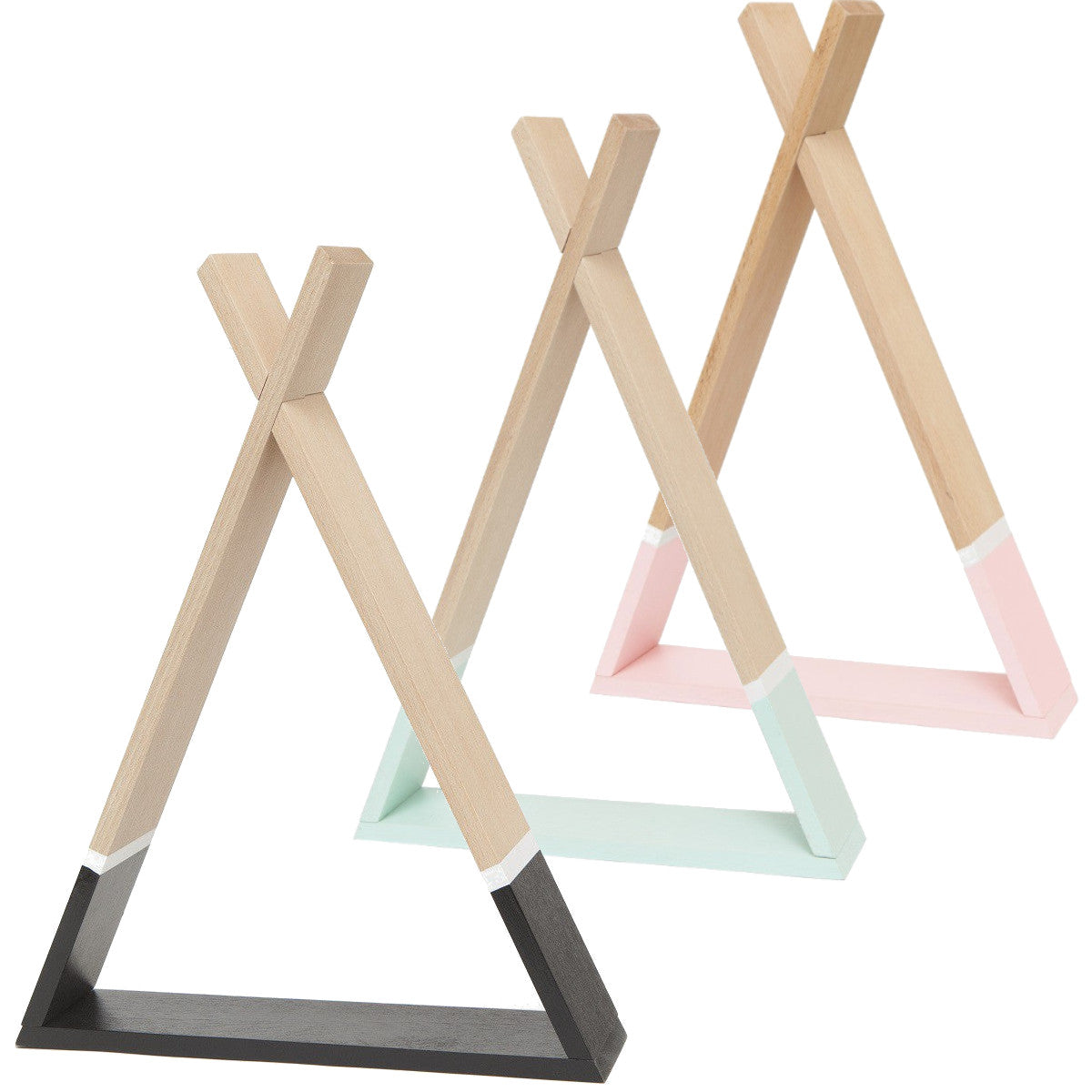 Petit Monkey Tipi Wooden Shelf, Black