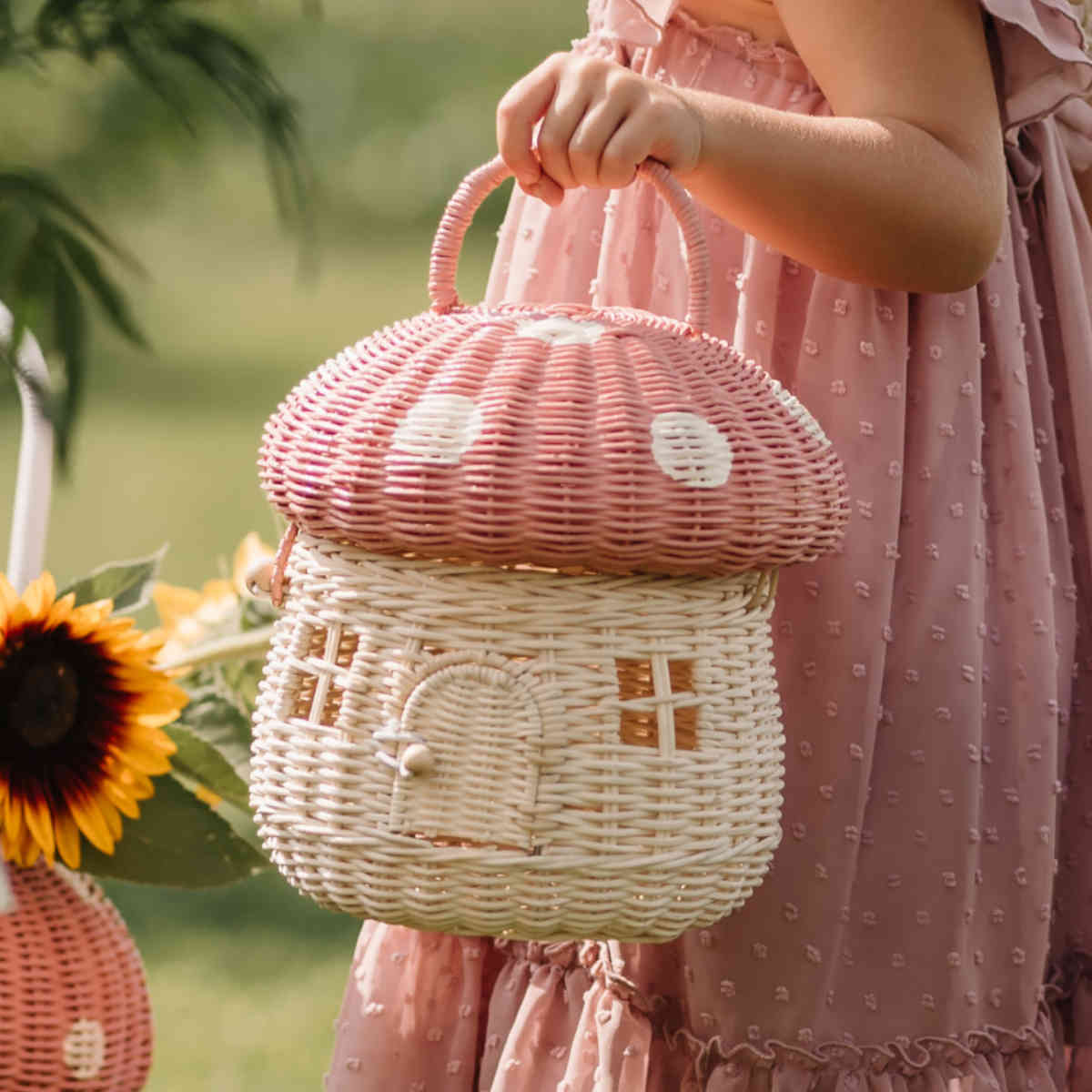 Olli Ella Mushroom Basket Bag, Musk