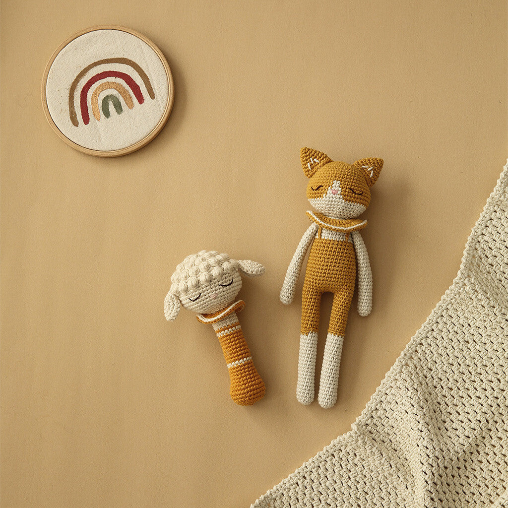 Patti Oslo Organic Crochet Doll,  Cat, Ochre