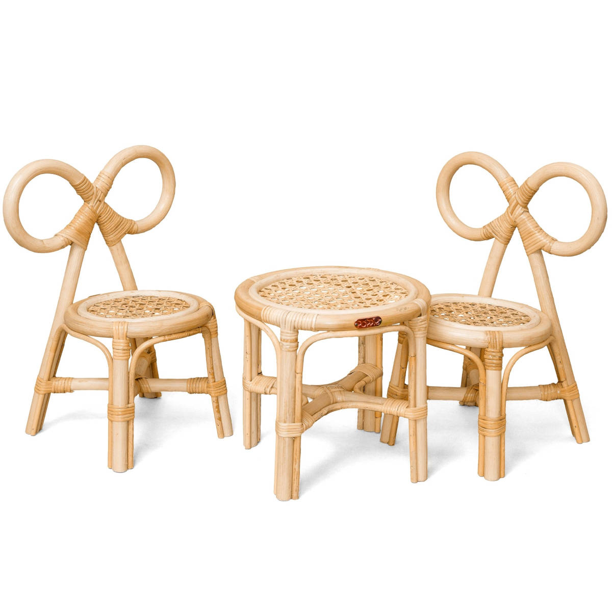 Poppie Doll size Rattan Bow Chairs, Table