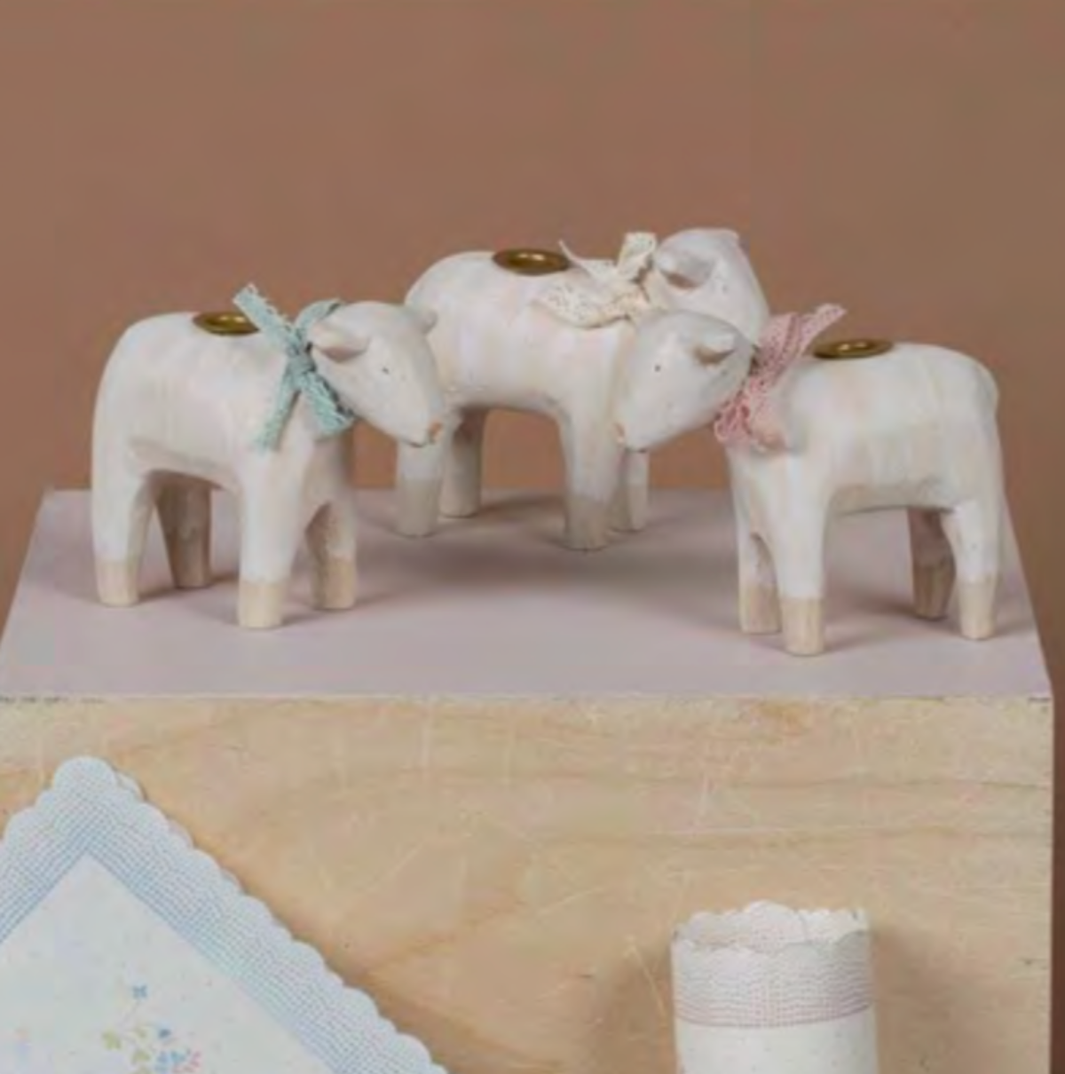 Maileg Wooden Candle Holder, Lamb (ships in late January)