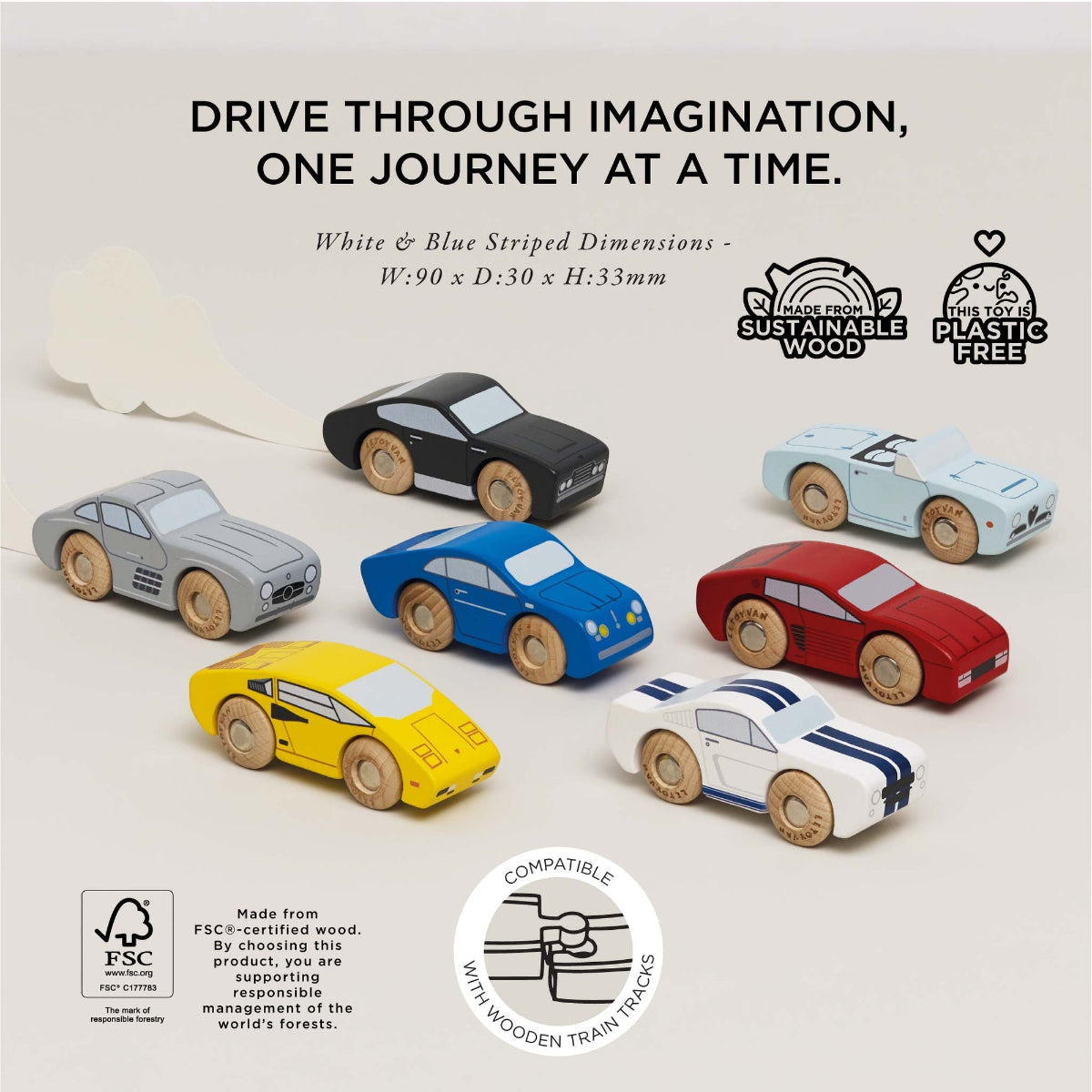 Le Toy Van Wooden Sports Cars (7pcs)