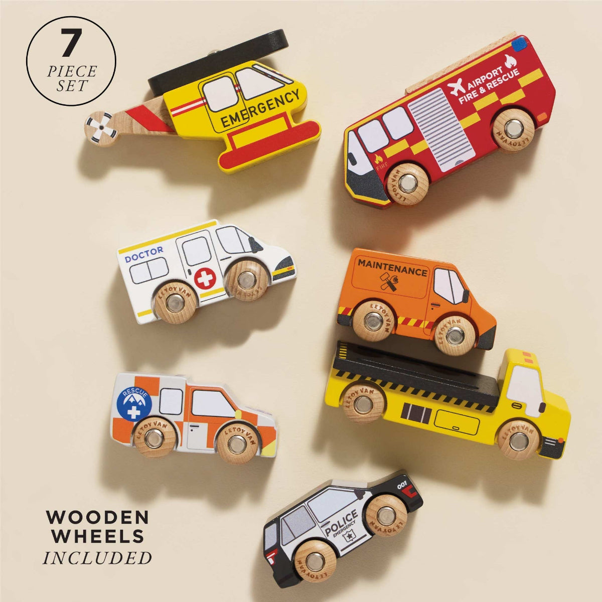 Le Toy Van Emergency Helicopter & Cars (7pcs)