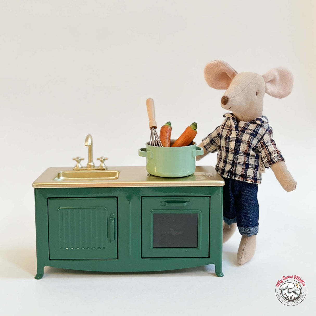 Maileg  Mouse size Dollhouse Kitchen, Dark Green