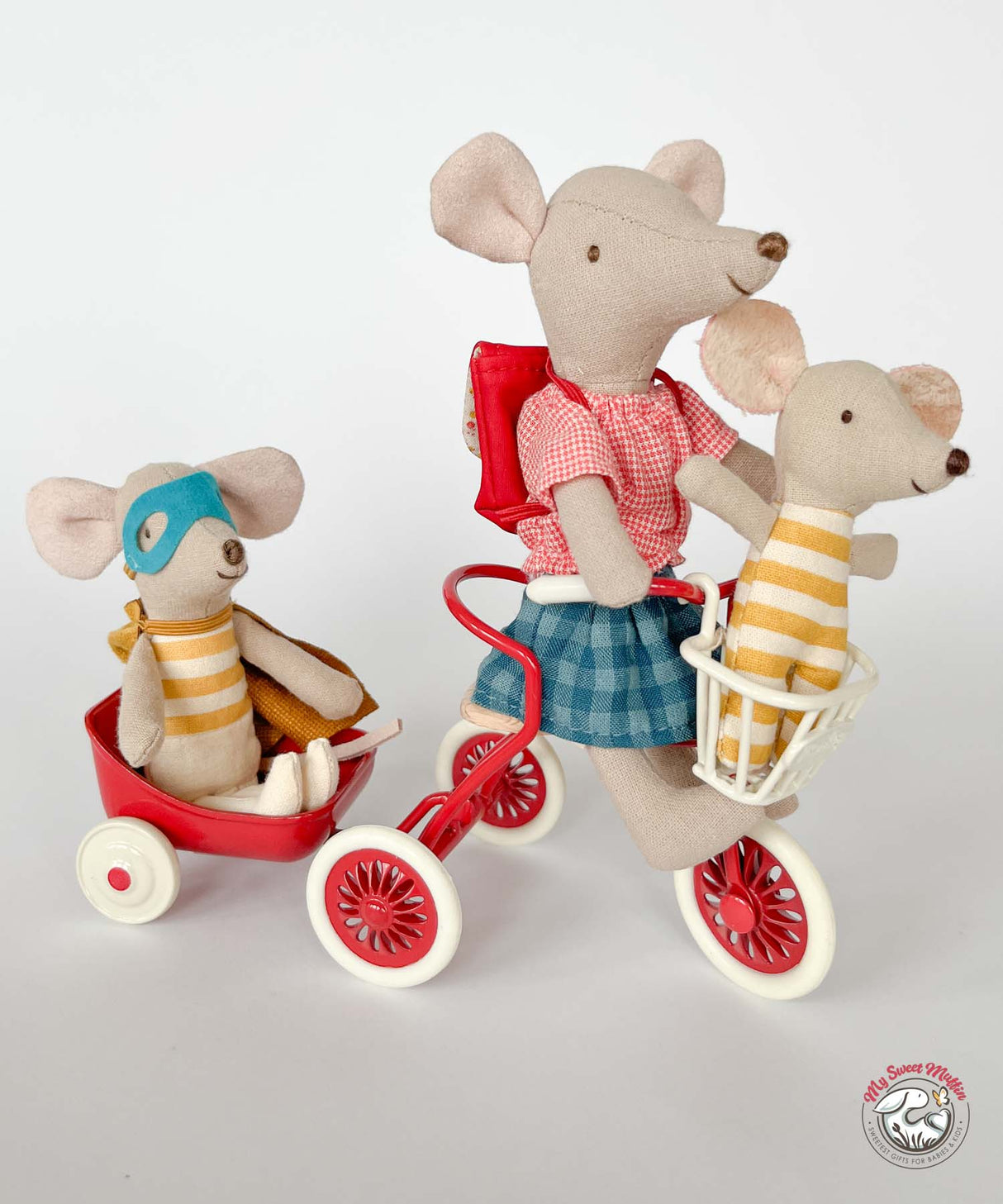 Maileg Big Sister Tricycle Mouse, Red