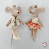 Maileg Royal Twin Little Sister and Brother Mouse in Box