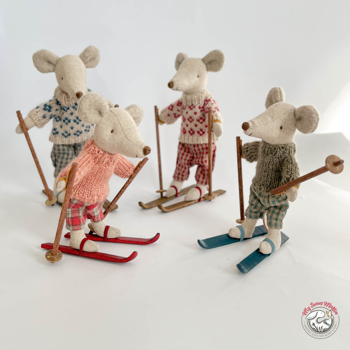 Maileg Winter Ski Mouse with a FREE Suitcase, Big Sister