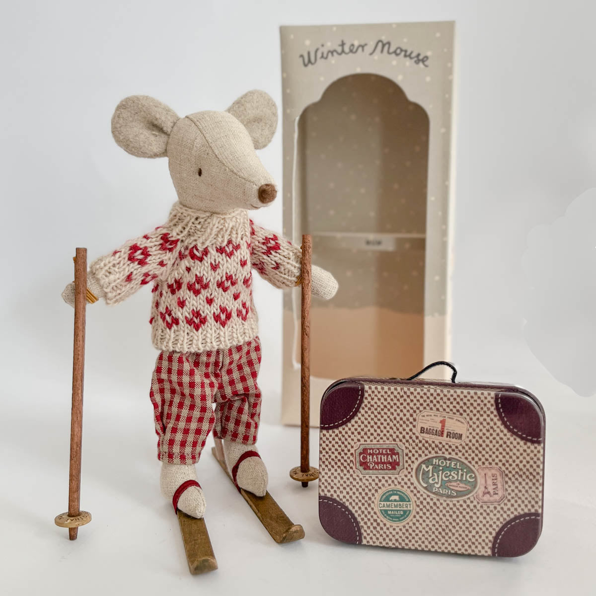 Maileg Winter Ski Mouse with a FREE Suitcase, Mom