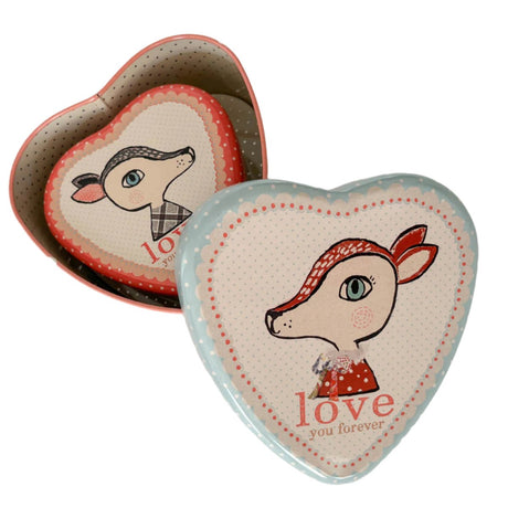 Maileg Heart Shaped Deer Tin case Set