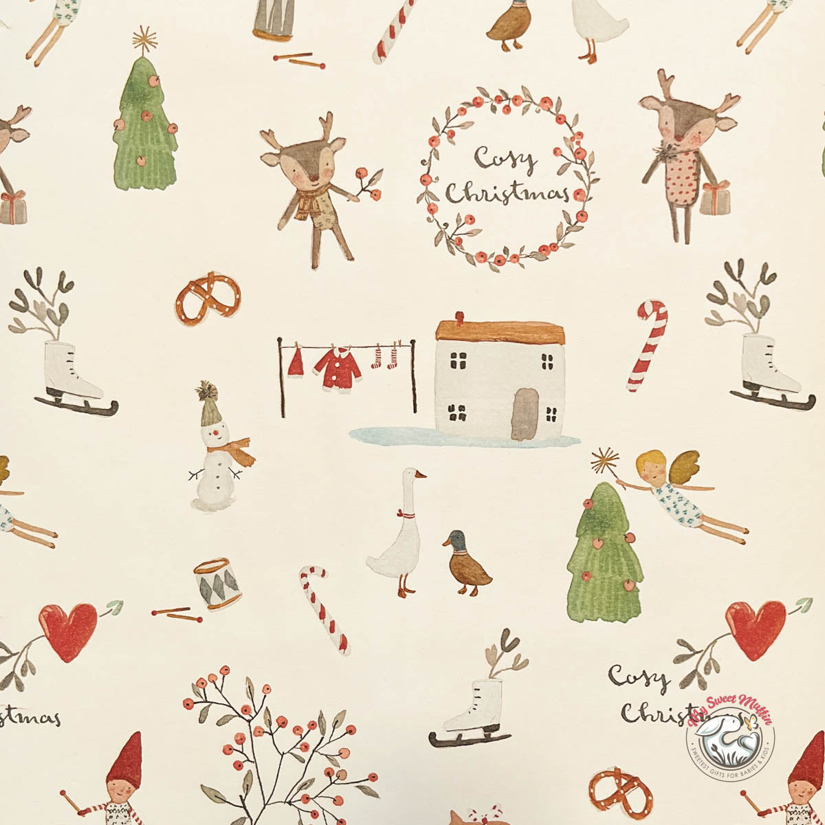 Maileg Wrapping Paper, Cozy Christmas, 11 yards