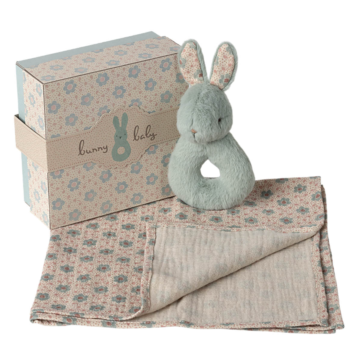 Maileg Rabbit Rattle Set, Mint (ships in April)