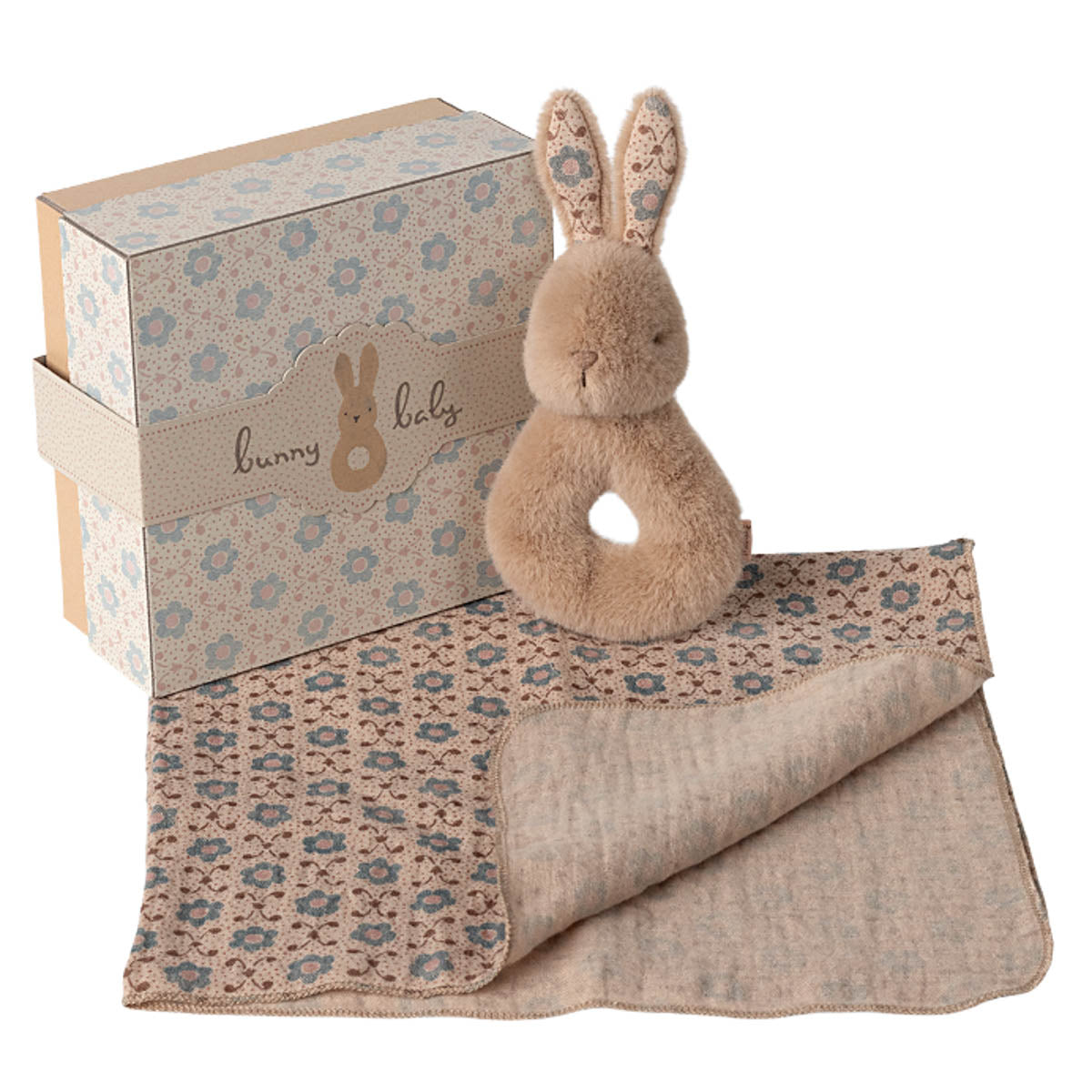 Maileg Rabbit Rattle Set, Cream Peach (ships in April)