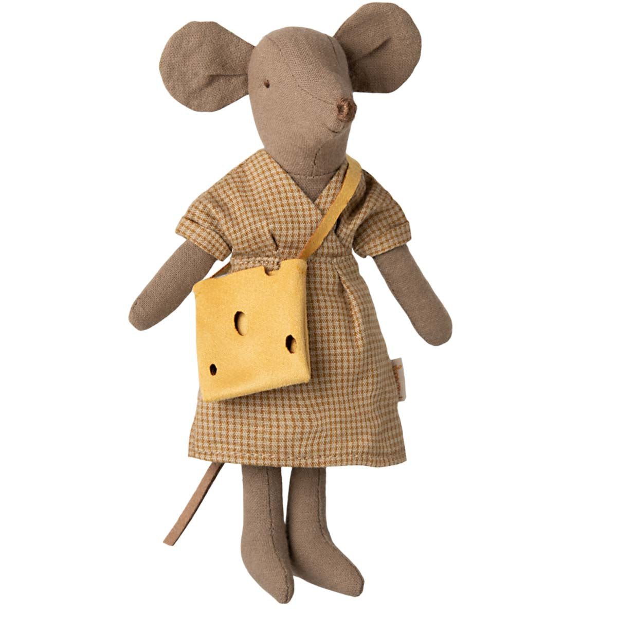 Maileg Mom Mouse in Houndstooth Dress and Bag (ships in March)