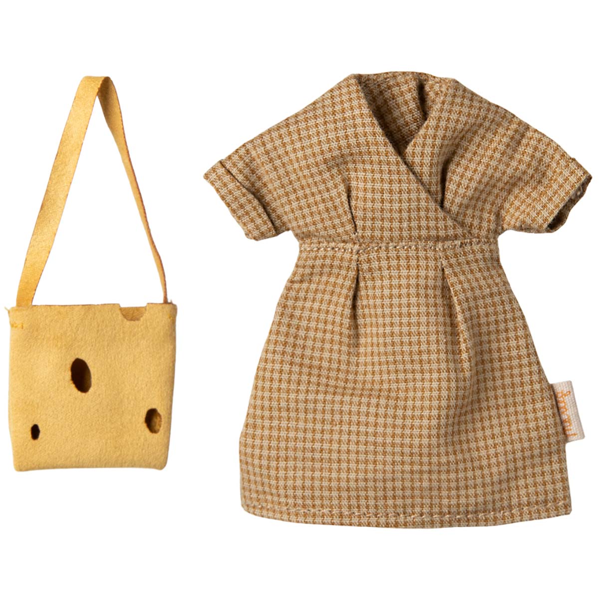 Maileg Mom Mouse in Houndstooth Dress and Bag (ships in March)