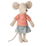 Maileg Big Sister Mouse with Red striped Shirt