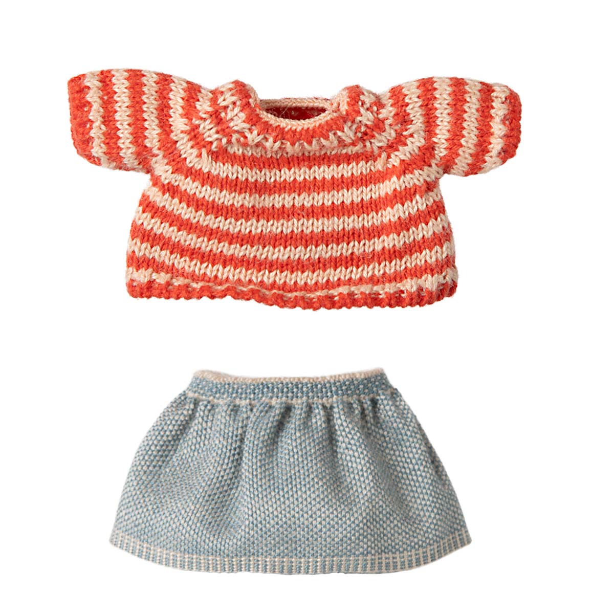 Maileg Big Sister/Brother Mouse Clothes, Red Striped Sweater and Skirt (ships in February)