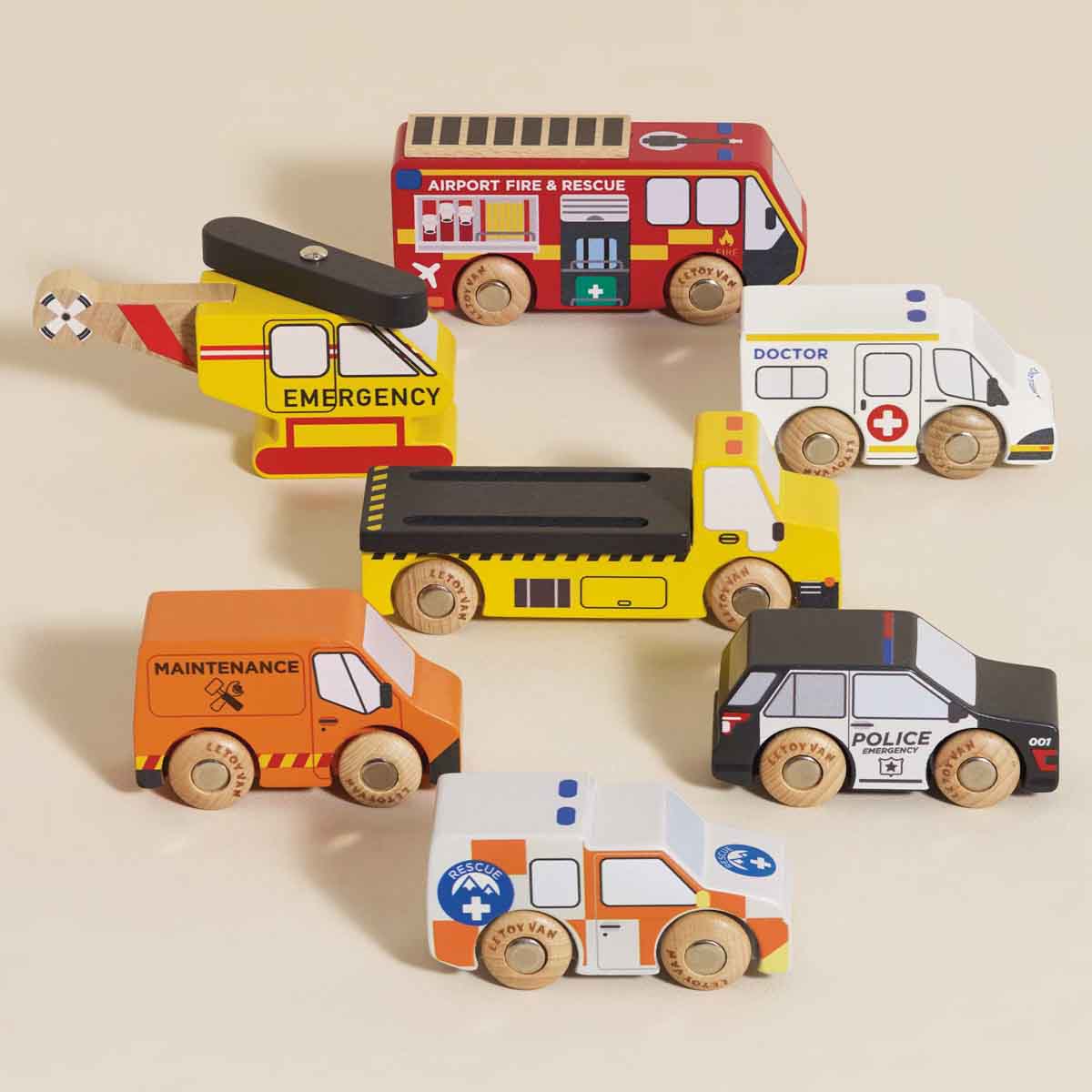 Le Toy Van Emergency Helicopter & Cars (7pcs)