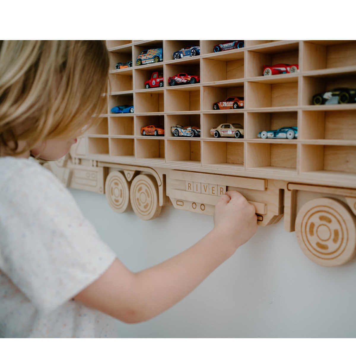 Toy Car Storage Wooden Truck