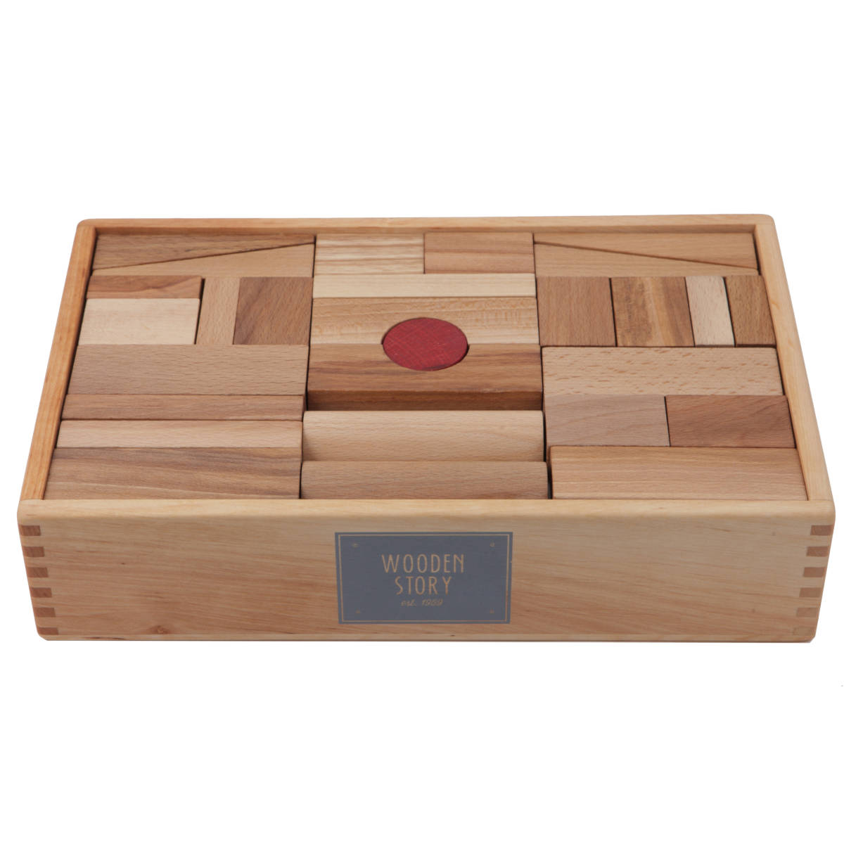 Wooden Story Natural Blocks in Tray, XL, 63pcs