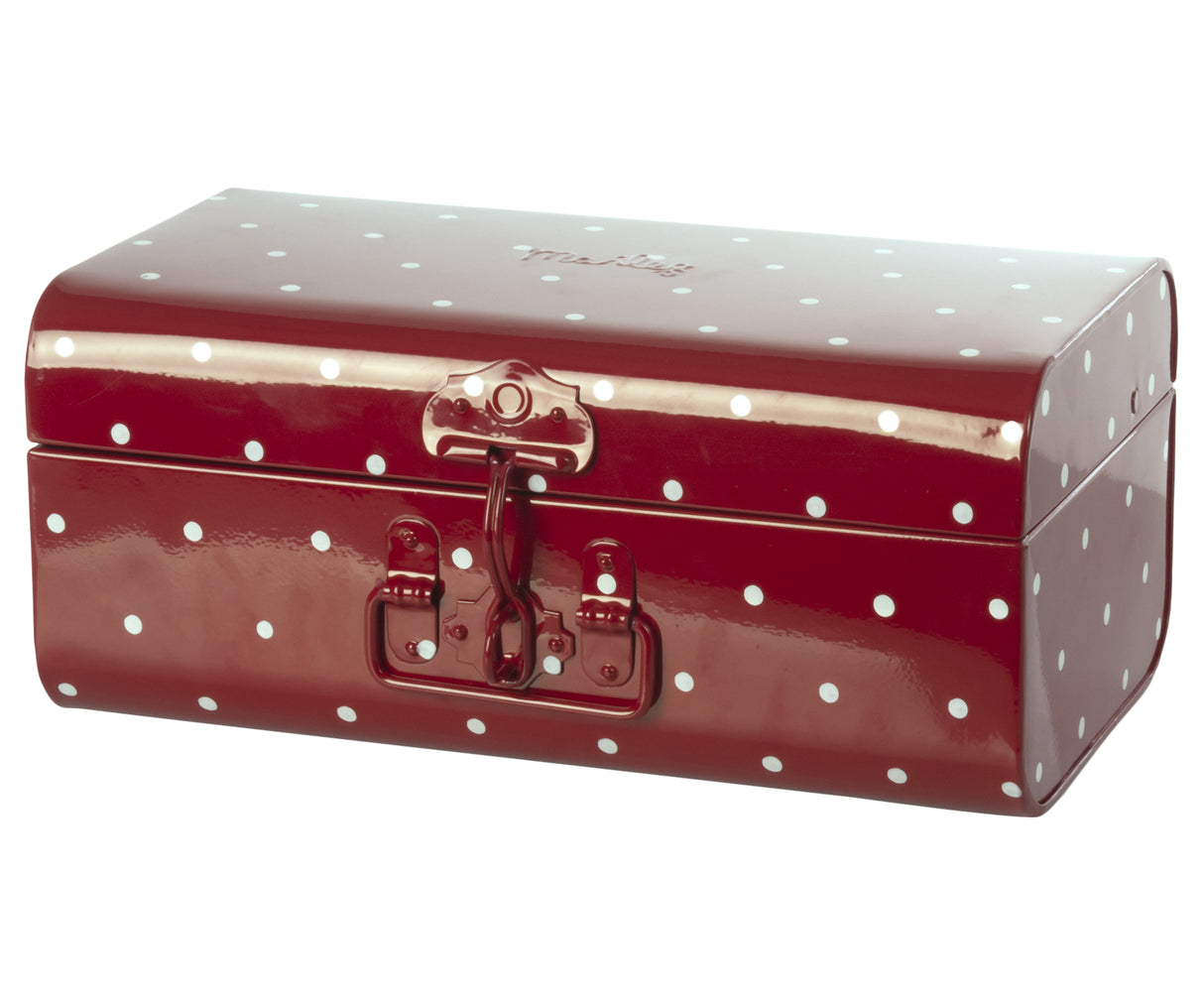 Maileg Small  Metal Storage Suitcase, Red with Dots (ships in November)