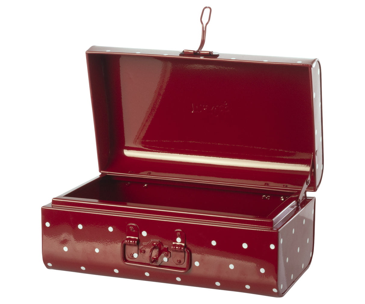 Maileg Small  Metal Storage Suitcase, Red with Dots (ships in November)