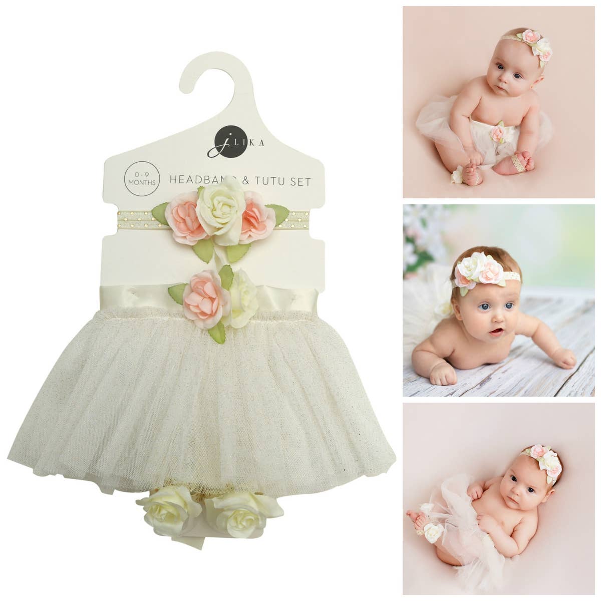 Ivory Newborn Baby Girl Tutu 3pcs Set