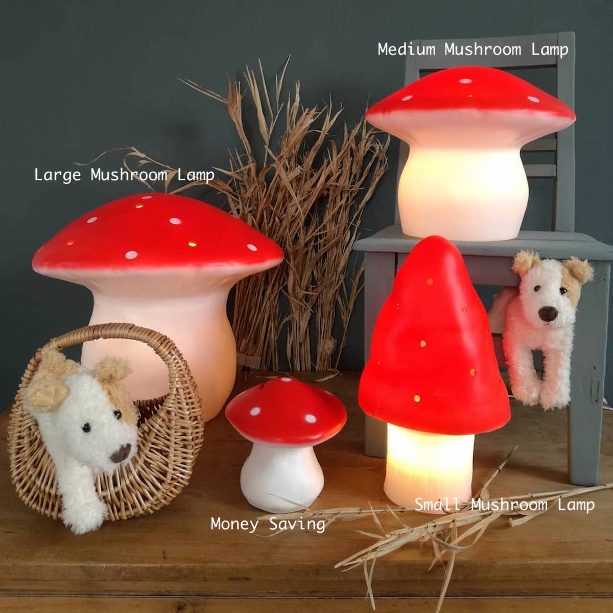 Egmont Heico Medium Mushroom LED Lamp, Red