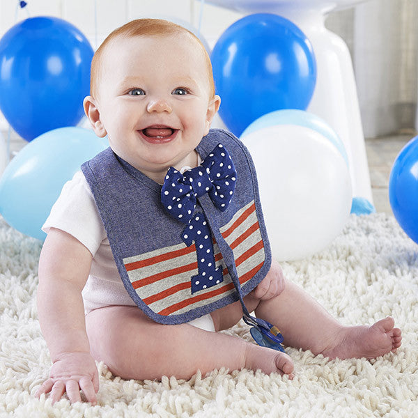 My First Birthday Bow Tie Pacifier Clip and Bib Set