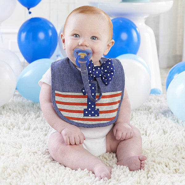 My First Birthday Bow Tie Pacifier Clip and Bib Set