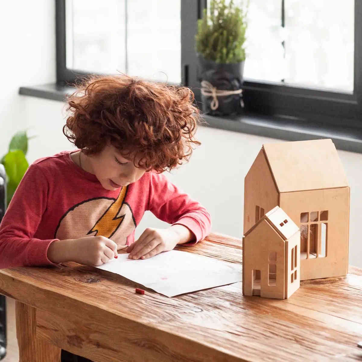 Magnetic Wooden Doll House, Small, Natural