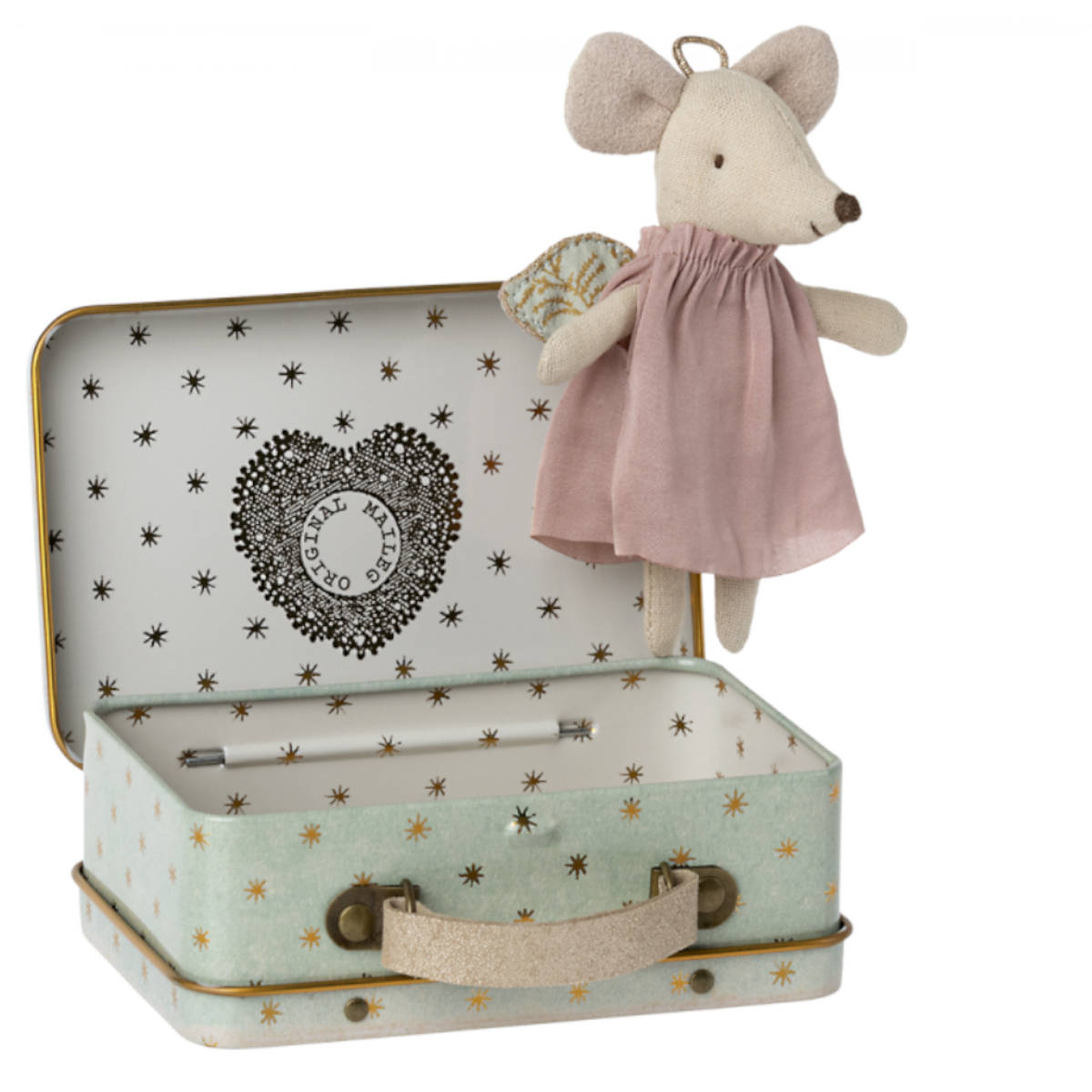 Maileg Little Angel Mouse in Suitcase