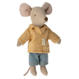 Maileg Big Brother Mouse in a Box, Yellow Shirt