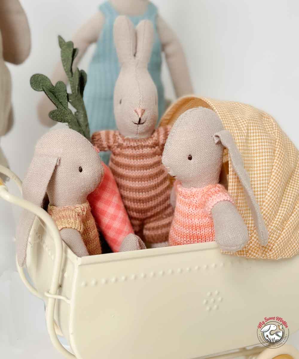 Maileg Micro Bunny in Carry Cot