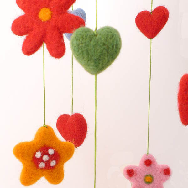 Wool Felt Hearts Mobile