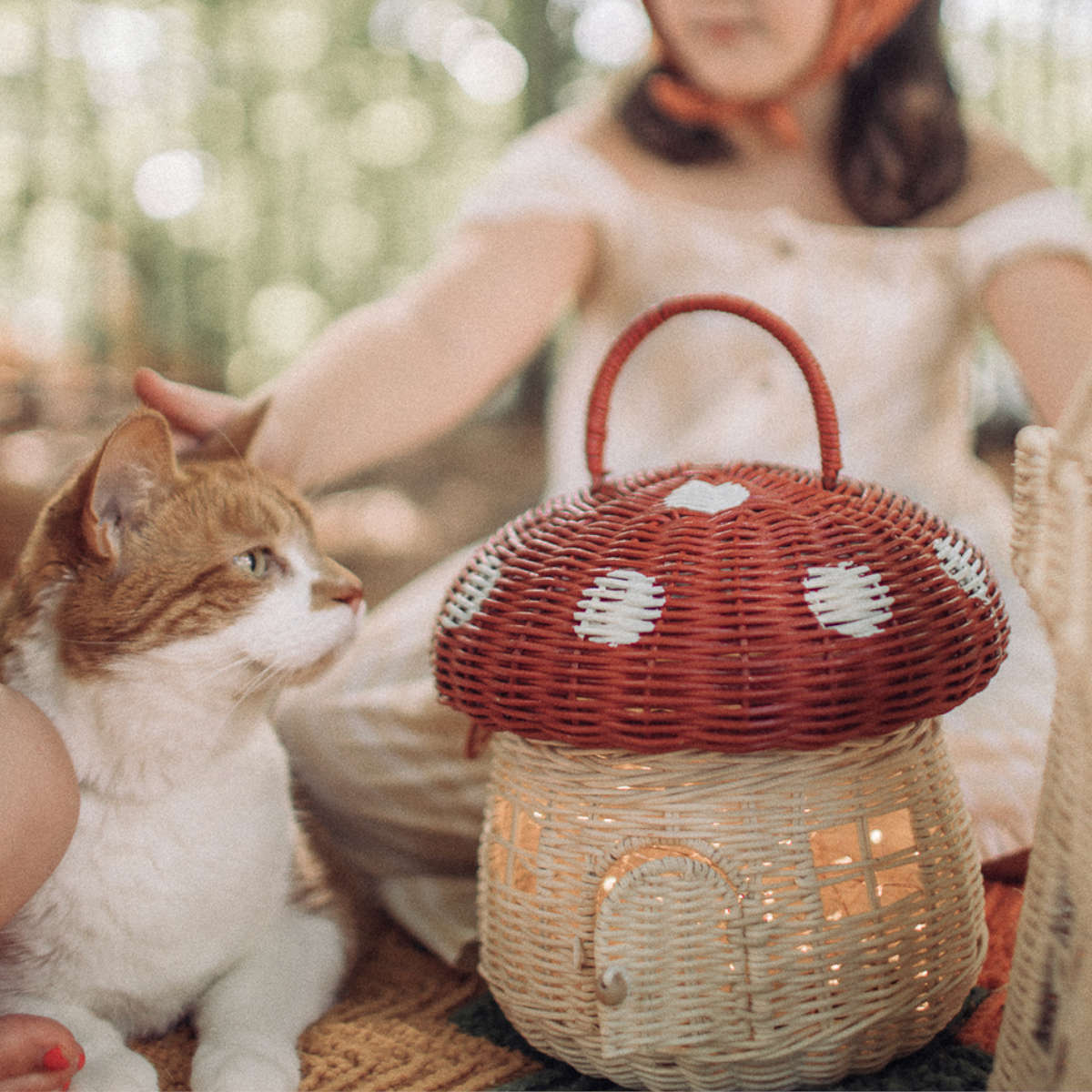 Olli Ella Mushroom Basket Bag, Red