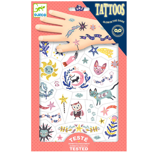 Djeco Temporary Glow in the Dark Tattoos, Sweet Dreams