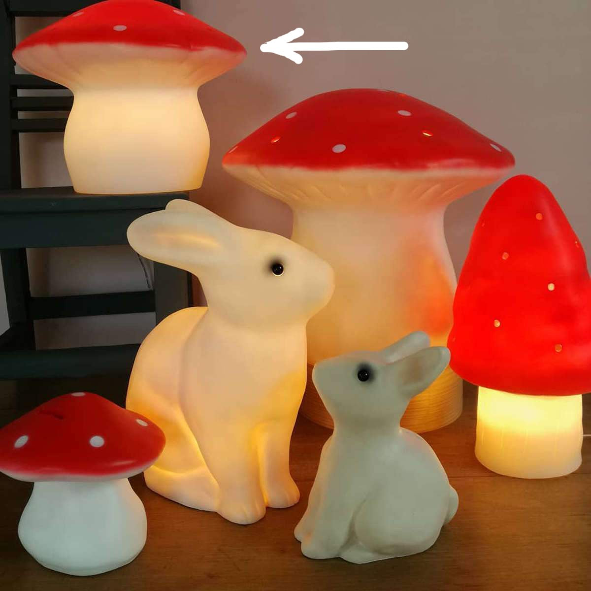 Egmont Heico Medium Mushroom LED Lamp, Red